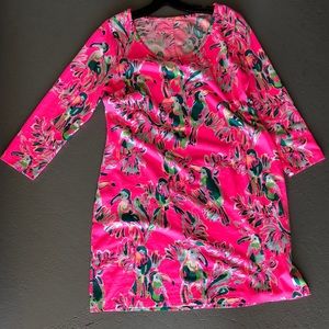 Lilly Pulitzer hot pink parrot dress
